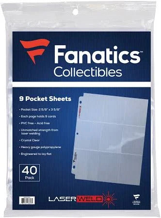 Fanatics 9-Pocket Binder Sheets - 40 Pack