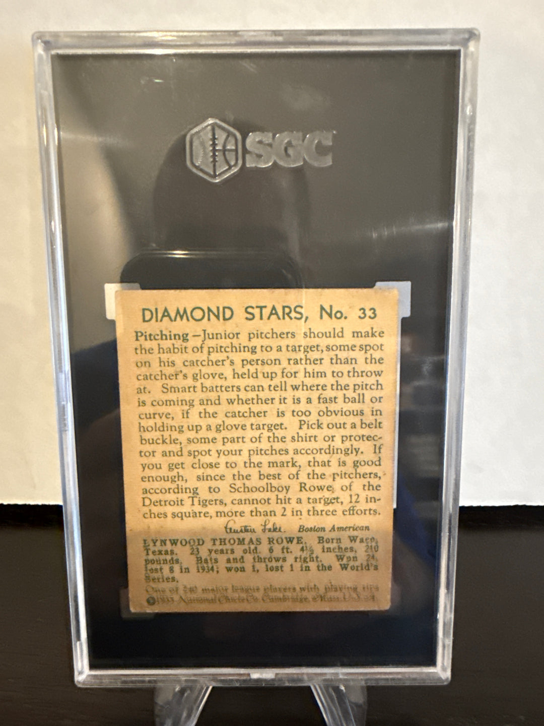 Schoolboy Rowe 1934-1936 Diamond Stars, 1935, SGC 4