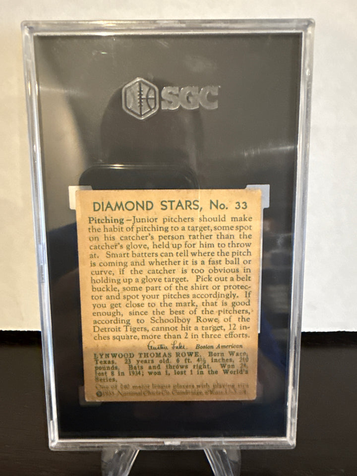 Schoolboy Rowe 1934-1936 Diamond Stars, 1935, SGC 4