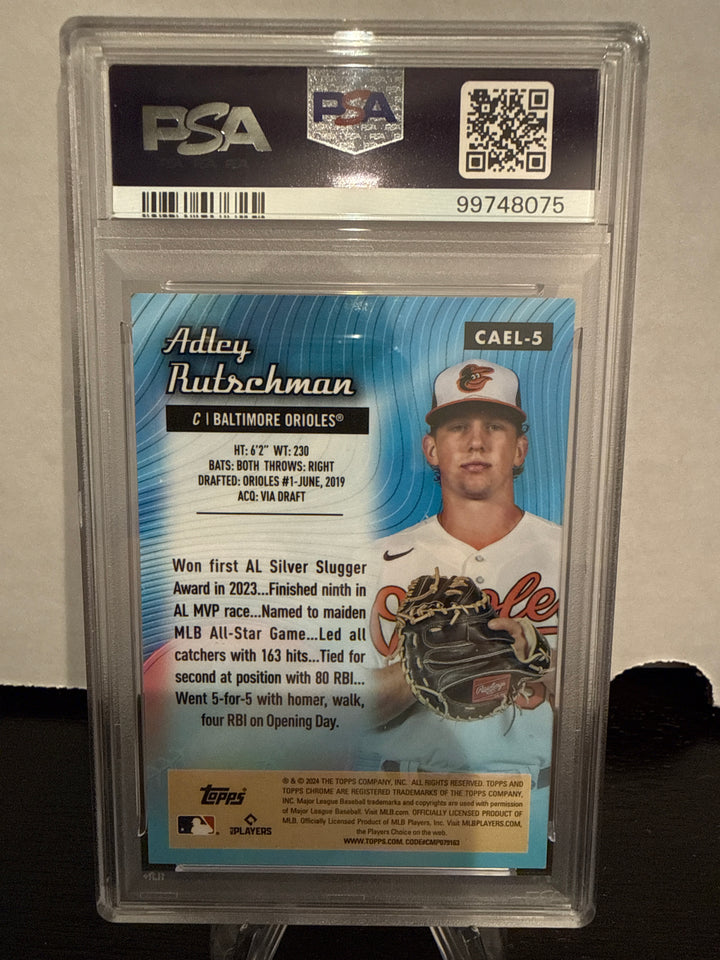 Adley Rutschman 2024 Topps Chrome All Etch Black Refractor, 10/10, PSA 10 Gem Mint