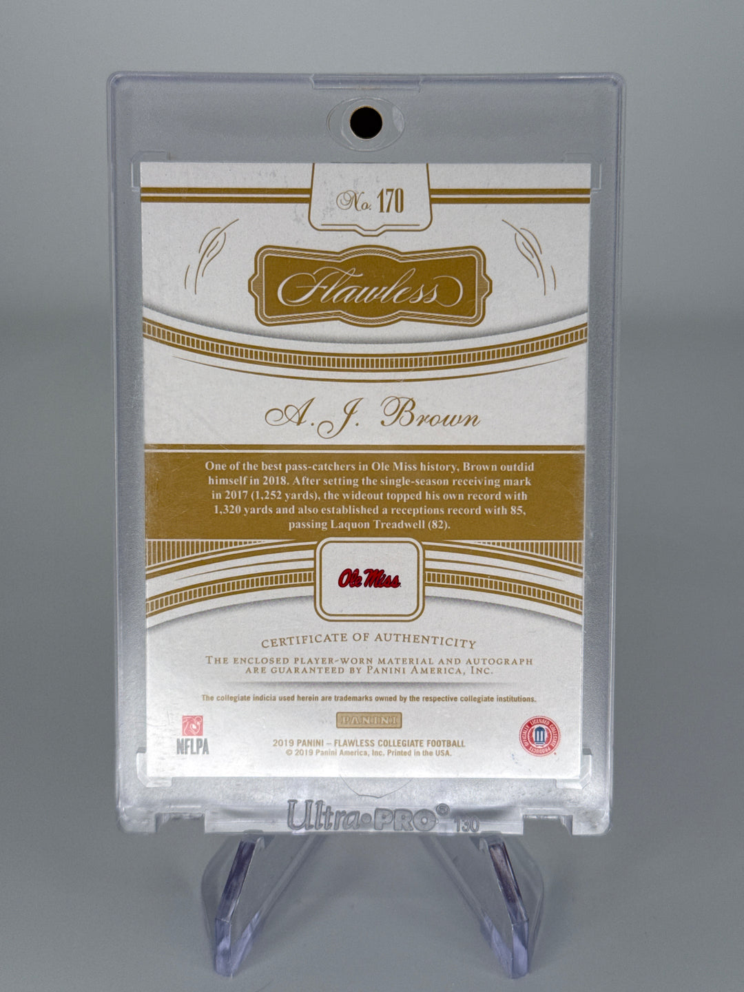 AJ Brown 2019 Panini Flawless Collegiate Rookie Patch Auto Ruby, 02/20