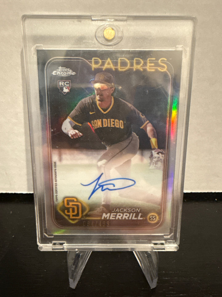 Jackson Merrill 2024 Topps Chrome Update Rookie Auto Refractor, 084/499