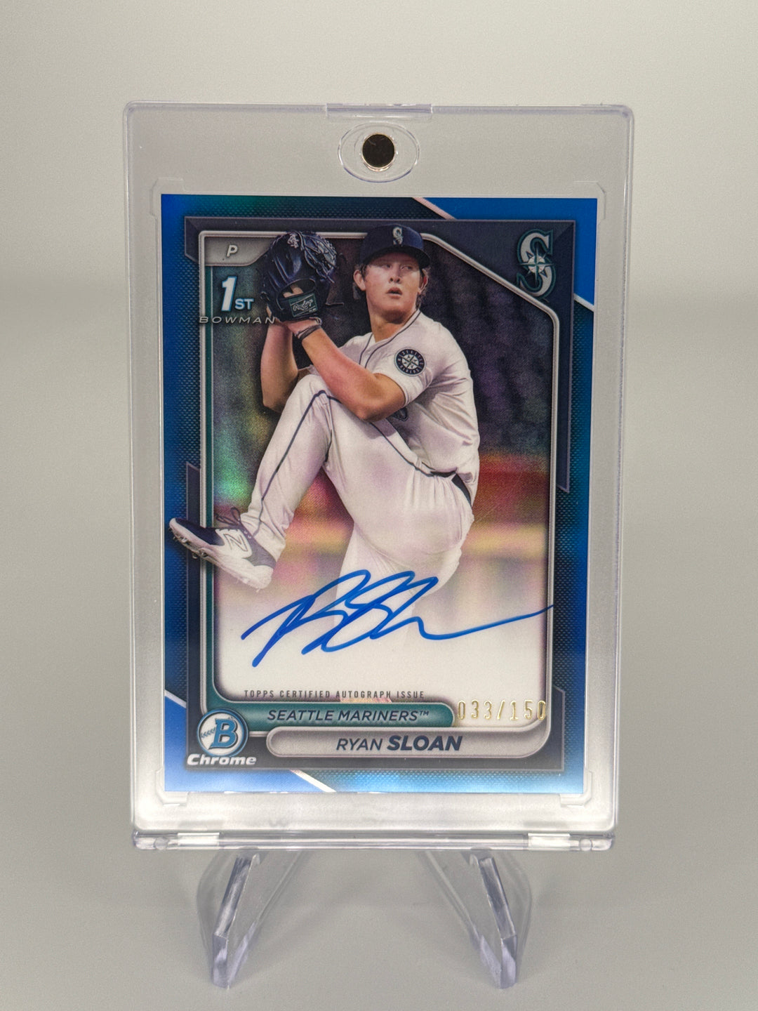 Ryan Sloan 2024 Bowman Chrome Blue Refractor 1st Auto, 033/150