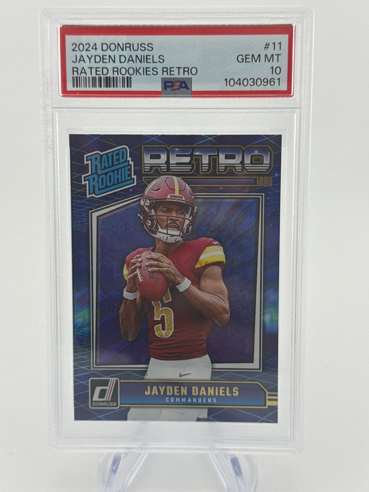 Jayden Daniels 2024 Donruss Retro Series Rated Rookie, PSA 10 Gem Mint
