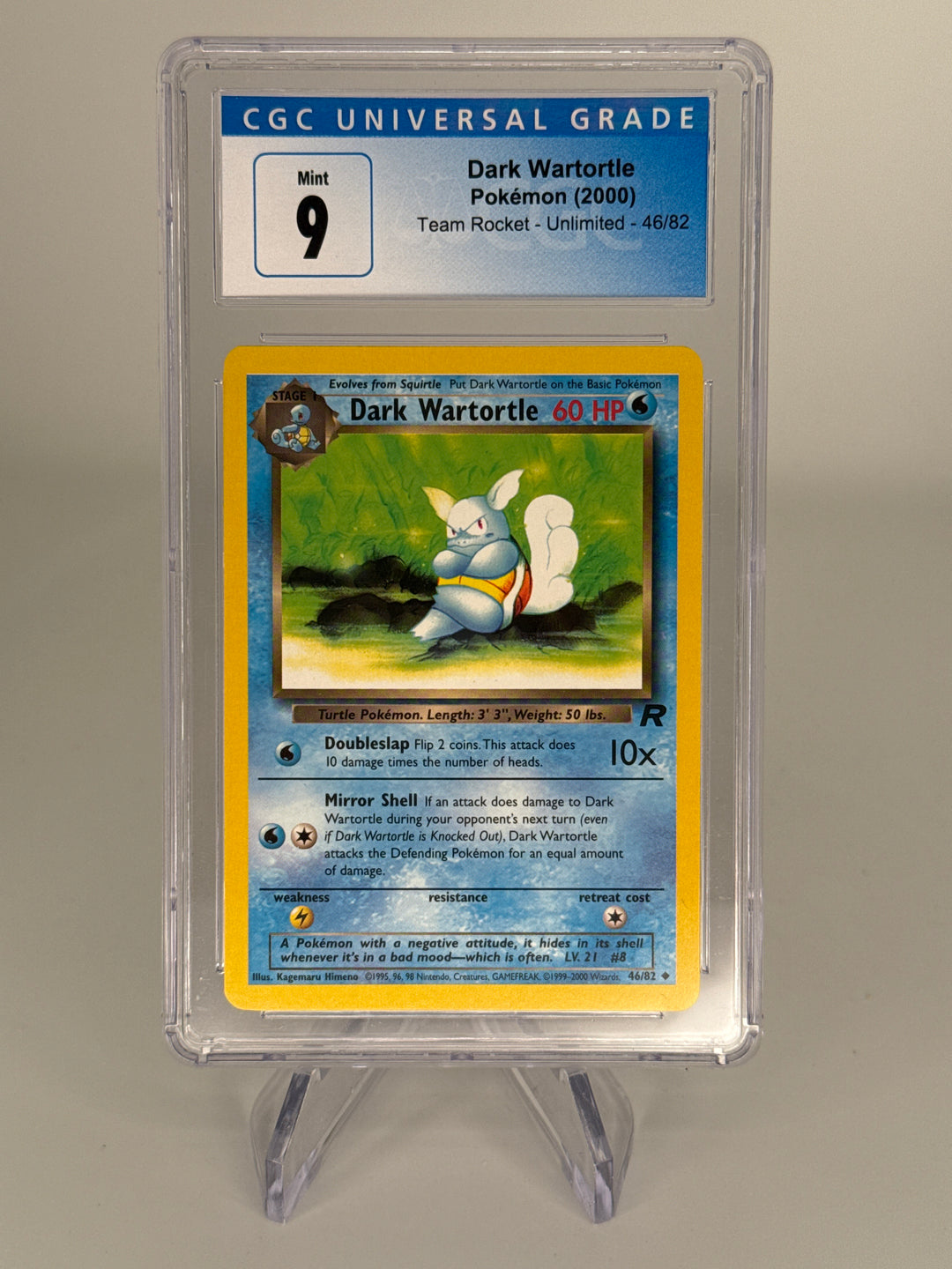 Pokemon TCG 2000 Dark Wartortle Team Rocket Unlimited, 46/82, CGC 9 Mint
