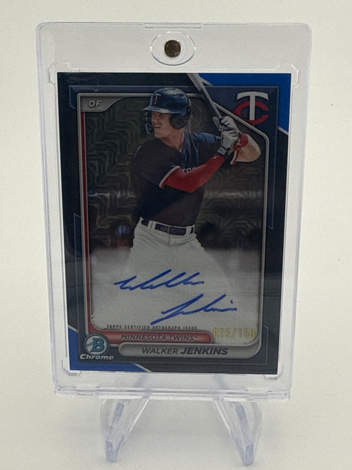 Walker Jenkins 2024 Bowman Chrome Blue Refractor Auto, 015/150