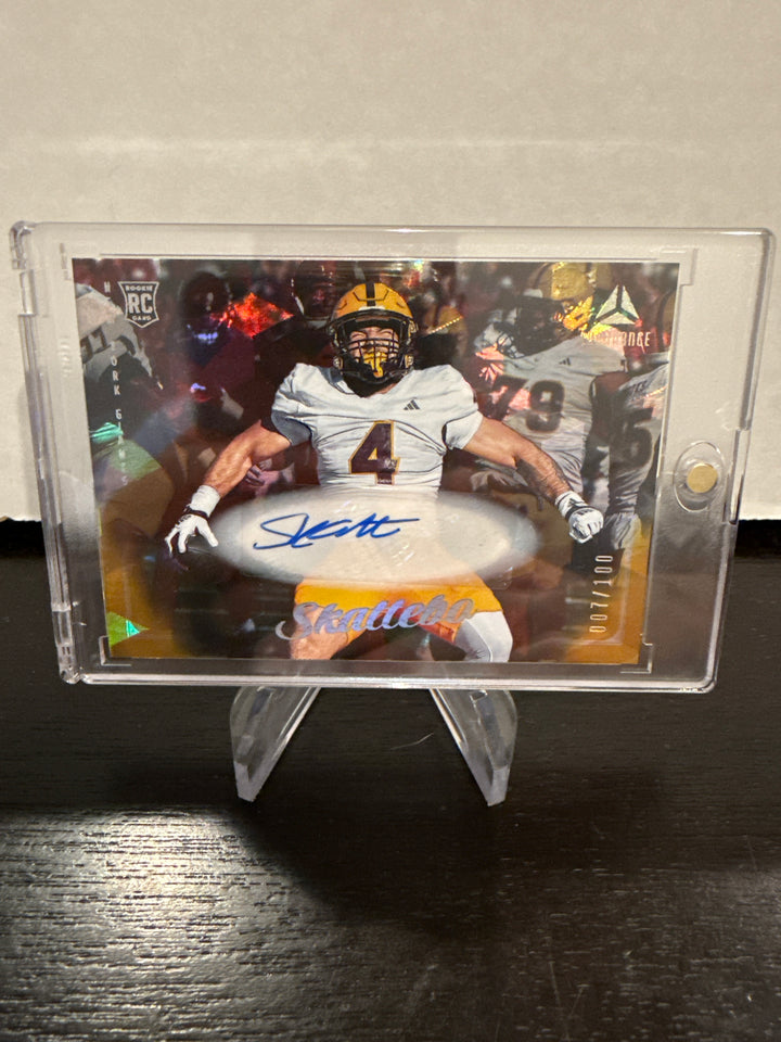 Cam Skattebo 2025 Panini Luminance Horizontal Gold Prizm Rookie Auto, 007/100