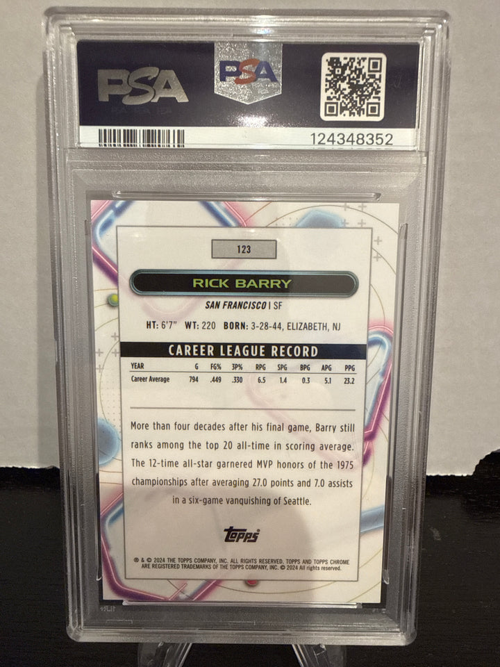 Rick Barry 2023 Topps Chrome Cosmic Orange Galactic Refractor, 01/25, PSA 10 Gem Mint