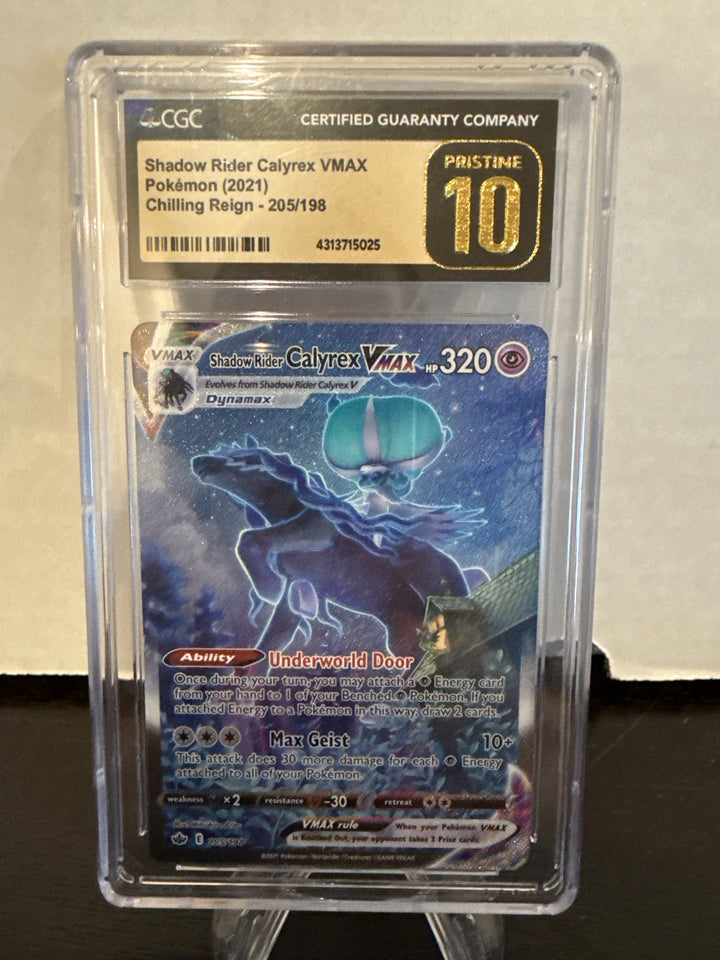Pokemon TCG 2021 Shadow Rider Calyrex VMax Chilling Reign Full Art, 205/198, CGC 10 Pristine