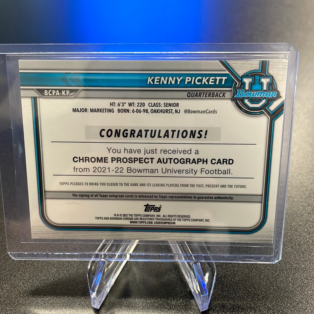Kenny Pickett 2022 Topps Bowman U 1st Auto, Green, 59/99