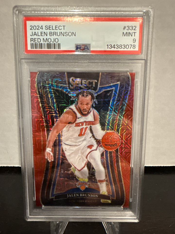 Jalen Brunson 2024 Panini Select Red Mojo, 13/20, PSA 9 Mint