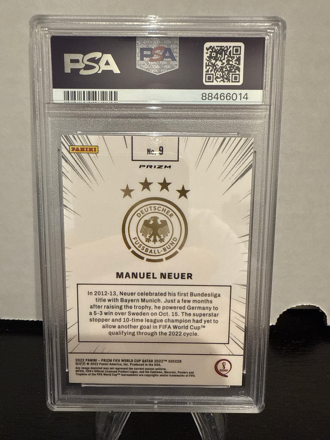 Manuel Neuer 2022 Panini Prizm World Cup SSP Manga Case Hit, PSA 10 Gem Mint