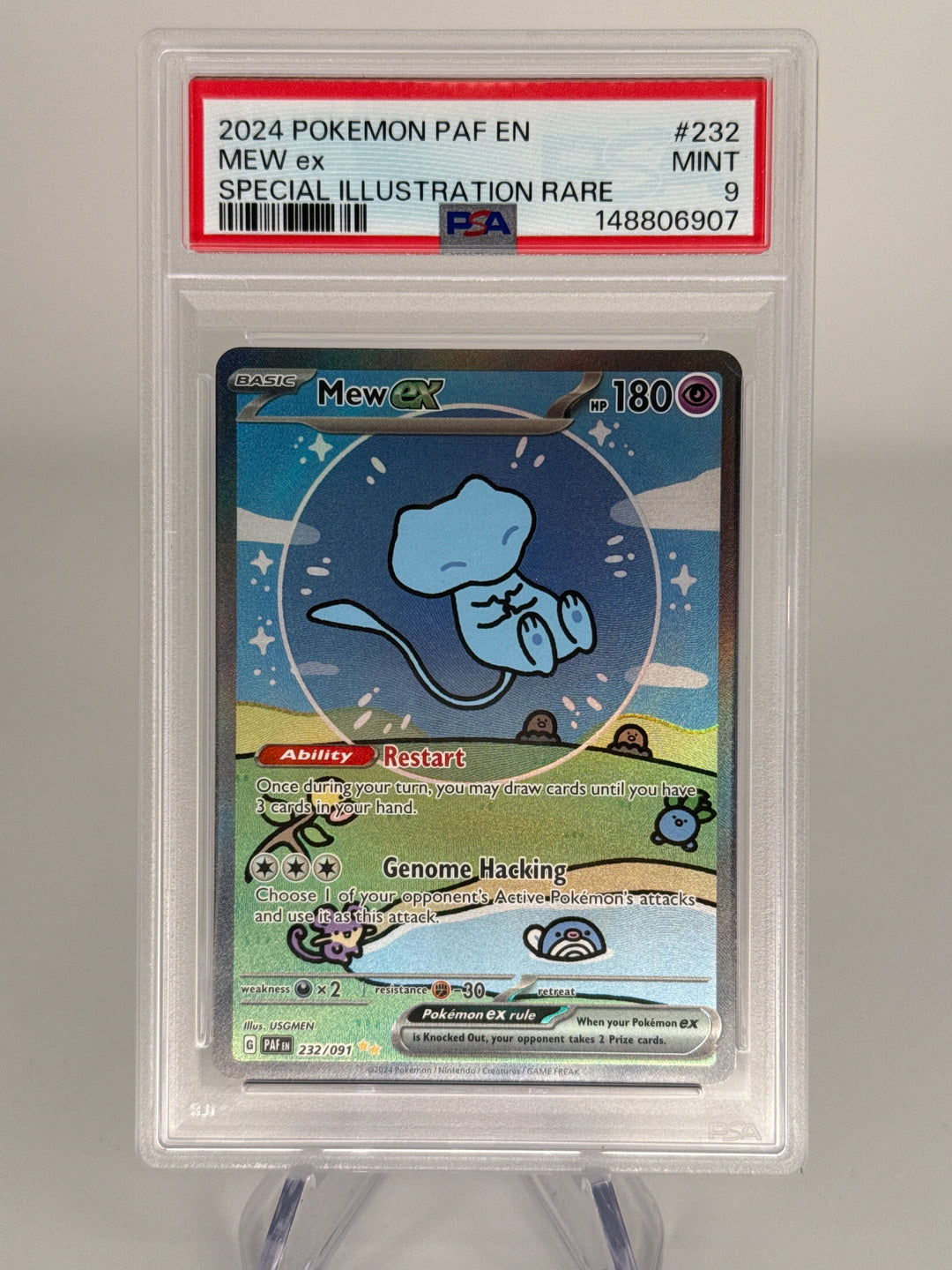 Pokémon TCG 2024 Mew EX Paldean Fates Special Illustration Rare, 232/091, PSA 9 Mint