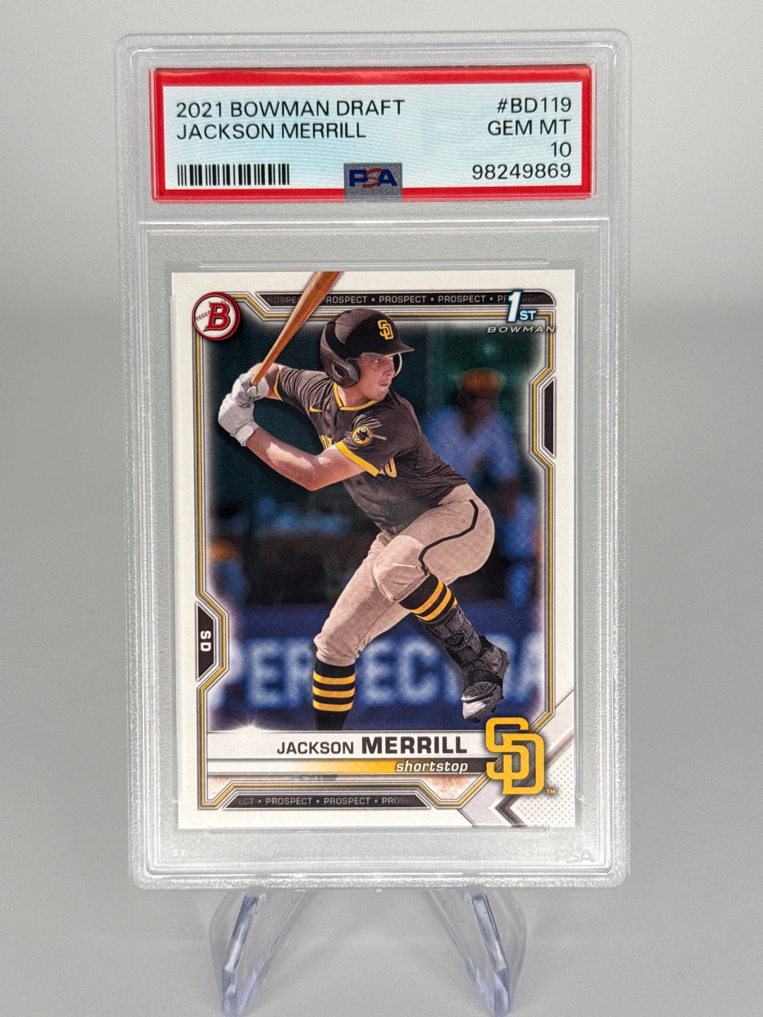 Jackson Merrill 2021 Bowman Draft 1st, PSA 10 Gem Mint