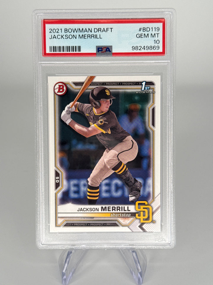 Jackson Merrill 2021 Bowman Draft 1st, PSA 10 Gem Mint