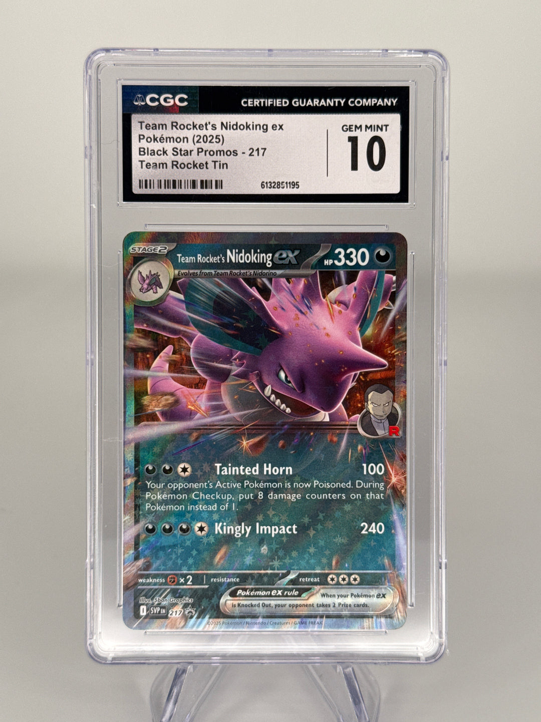 Pokemon TCG 2025 Team Rocket's Nidoking EX Team Rocket Tin Black Star Promo, 217, CGC 10 Gem Mint