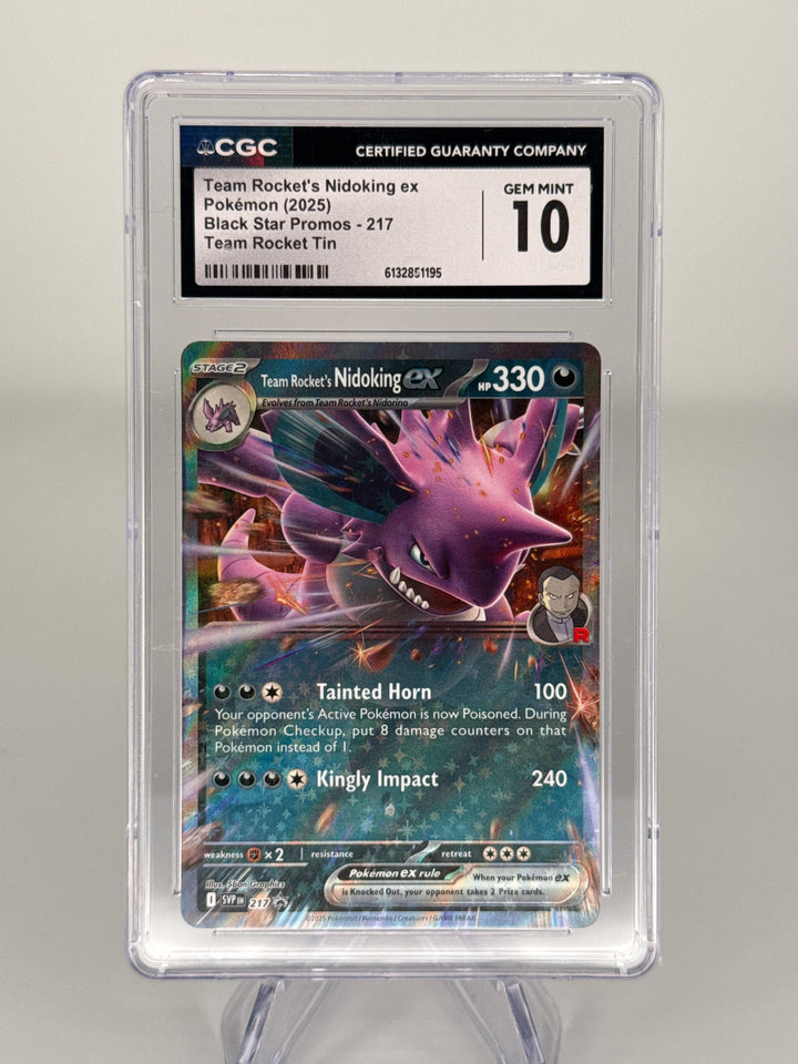Pokemon TCG 2025 Team Rocket's Nidoking EX Team Rocket Tin Black Star Promo, 217, CGC 10 Gem Mint