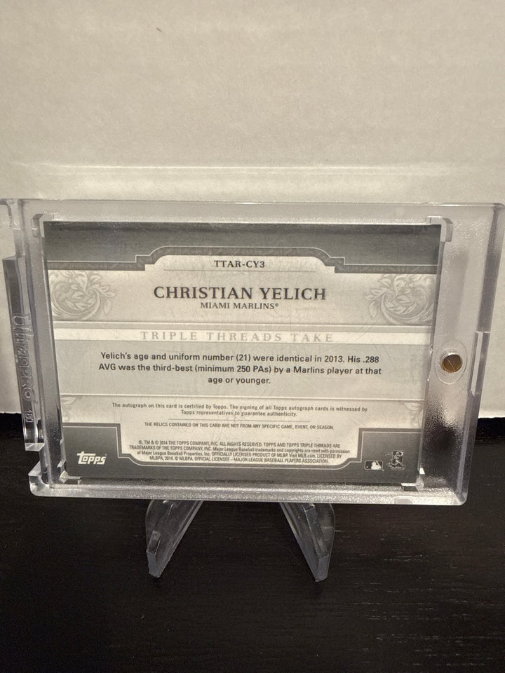Christian Yelich 2014 Topps Triple Threads Bat Relic Auto, 11/18