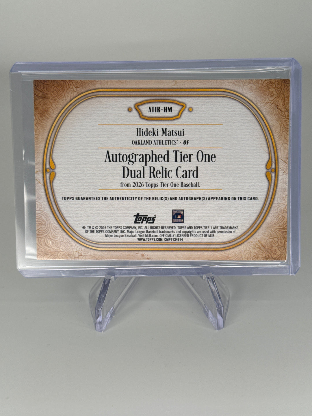 Hideki Matsui 2026 Topps Tier One Dual Relic Auto, 46/99