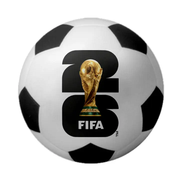 Soccer ball with 2018 FIFA World Cup logo on a white background