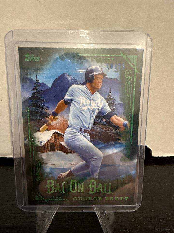 George Brett 2025 Topps Bob Ross The Joy of Baseball Bat on Ball Green Sap, 19/75