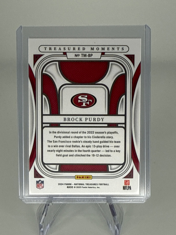 Brock Purdy 2024 Panini National Treasures Treasured Moments Auto, 12/25