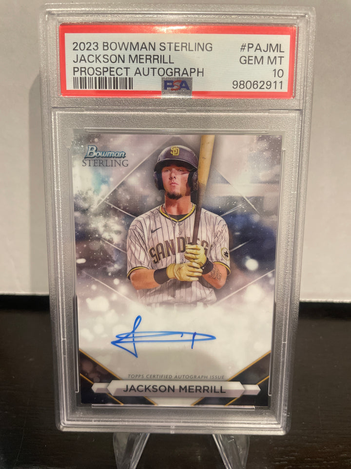 Jackson Merrill 2023 Bowman Sterling Prospect Auto, PSA 10 Gem Mint