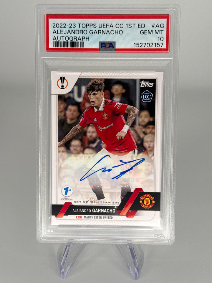Alejandro Garnacho 2022-2023 Topps UEFA Club Competition 1st Edition Rookie Auto, 70/75, PSA 10 Gem Mint