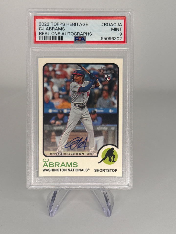 CJ Abrams 2022 Topps Heritage Real One Rookie Auto, PSA 9 Mint