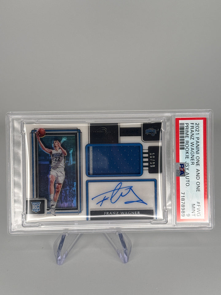 Franz Wagner 2021 Panini One and One Prime Rookie Jersey Auto, 10/99, PSA 9 Mint