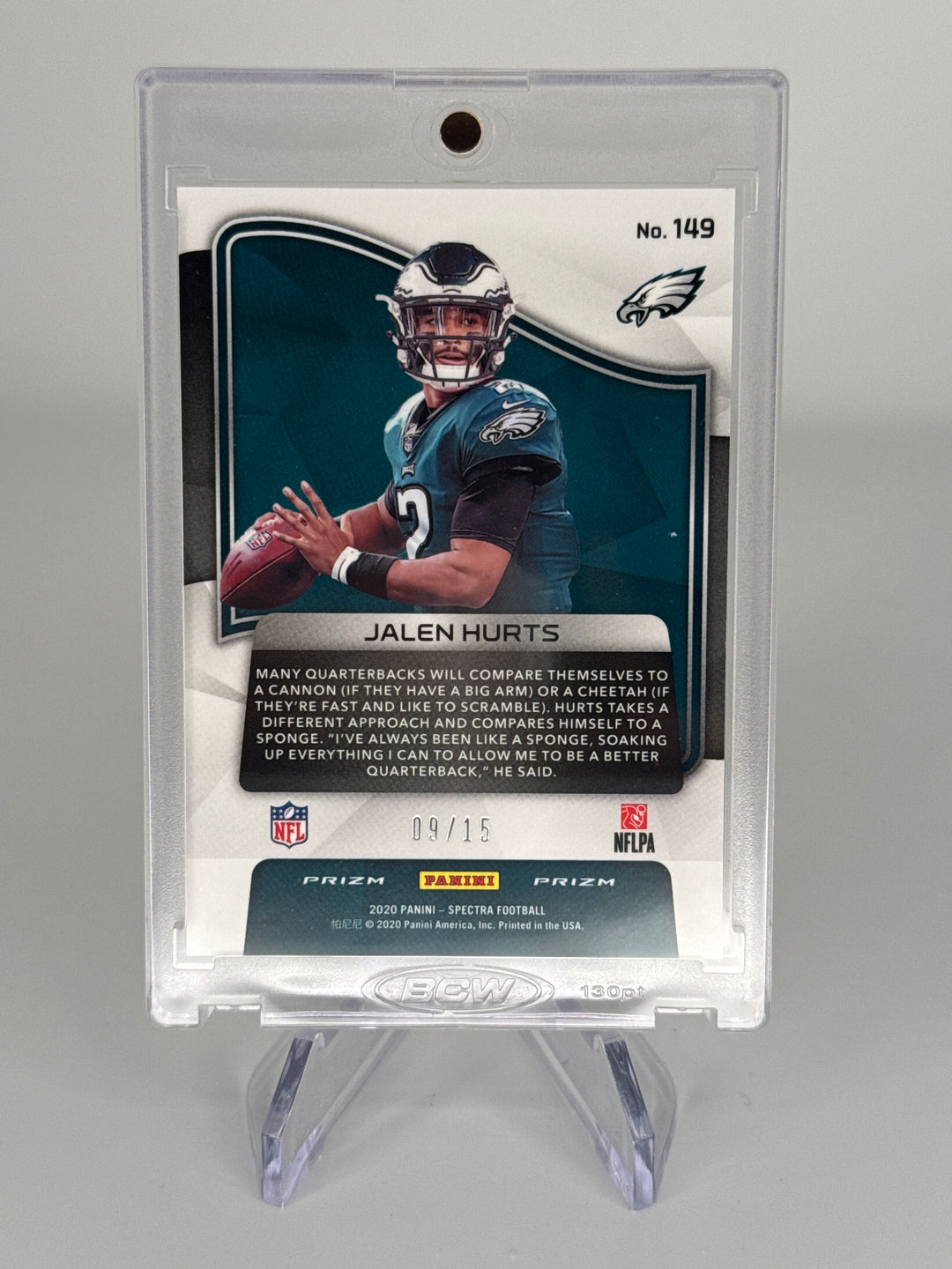 Jalen Hurts 2020 Panini Spectra Neon Orange Rookie, 09/15