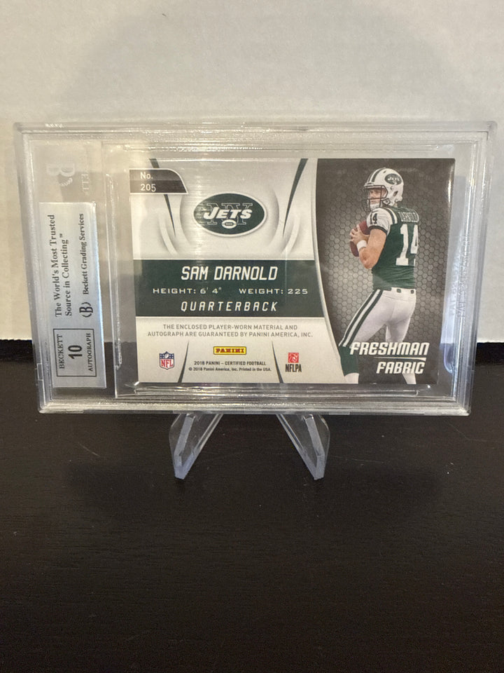 Sam Darnold 2018 Panini Certified Freshman Fabric Rookie Patch Auto, 101/175, BGS 9 Mint