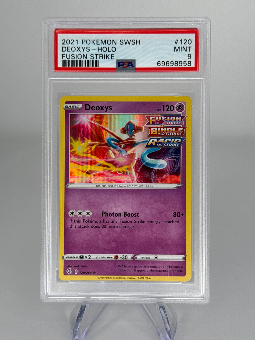 Pokemon TCG 2021 Deoxys Fusion Strike Holo, 120/264, PSA 9 Mint