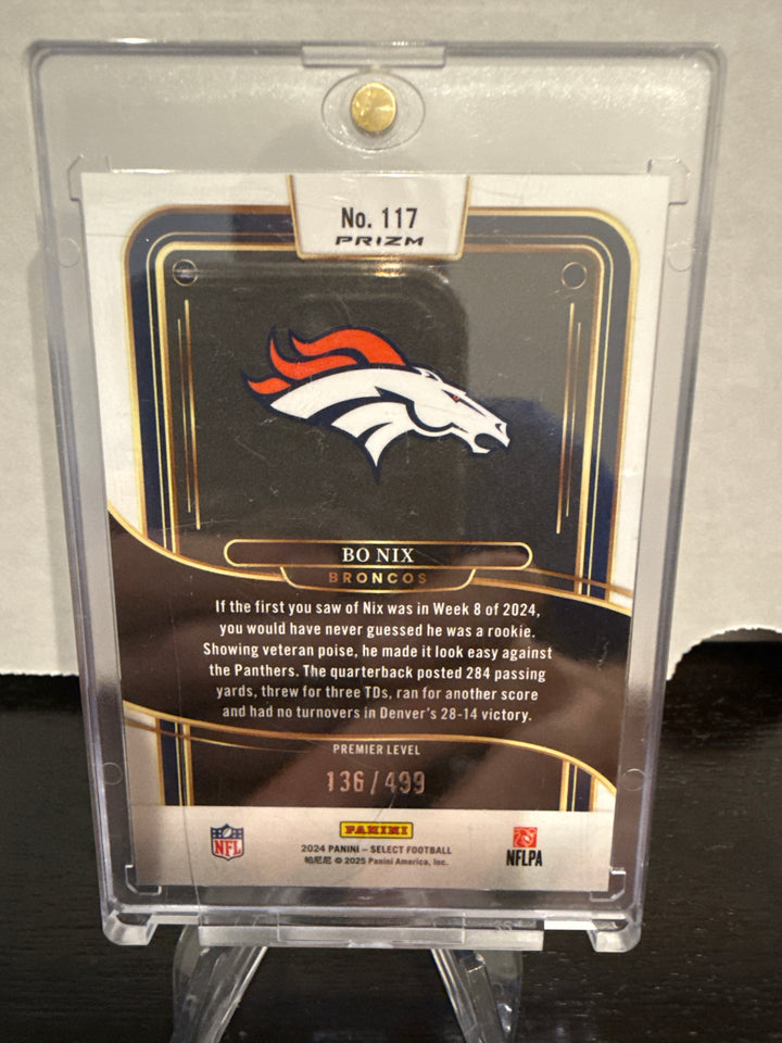 Bo Nix 2024 Panini Select Premier Level Green Shock Rookie, 136/499