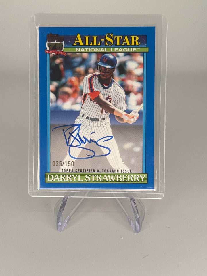 Darryl Strawberry 2026 Topps 1991 75th Anniversary Blue Auto, 035/150
