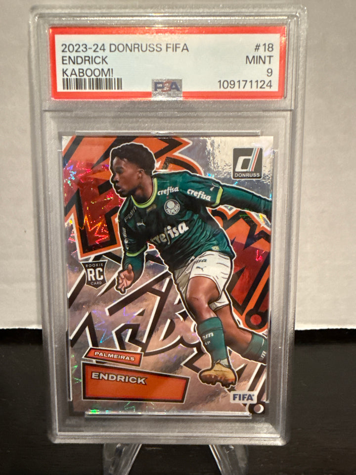 Endrick 2023-2024 Panini Donruss FIFA Kaboom Rookie, PSA 9 Mint
