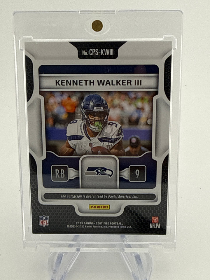 Kenneth Walker 2023 Panini Certified Potential Blue Auto, 02/75