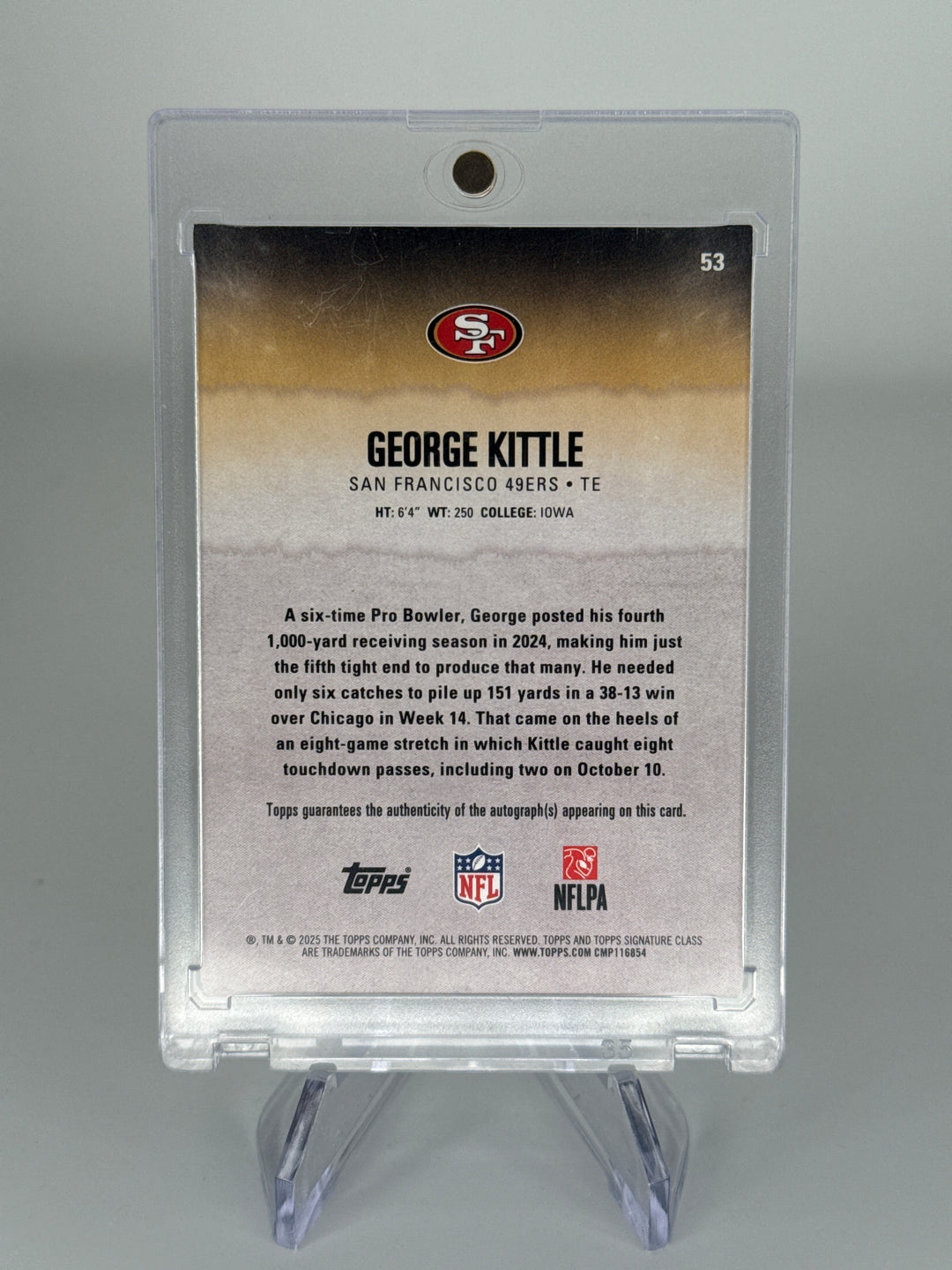 George Kittle 2025 Topps Signature Class Class Green Foil Auto, 061/150