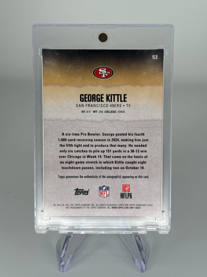 George Kittle 2025 Topps Signature Class Class Green Foil Auto, 061/150