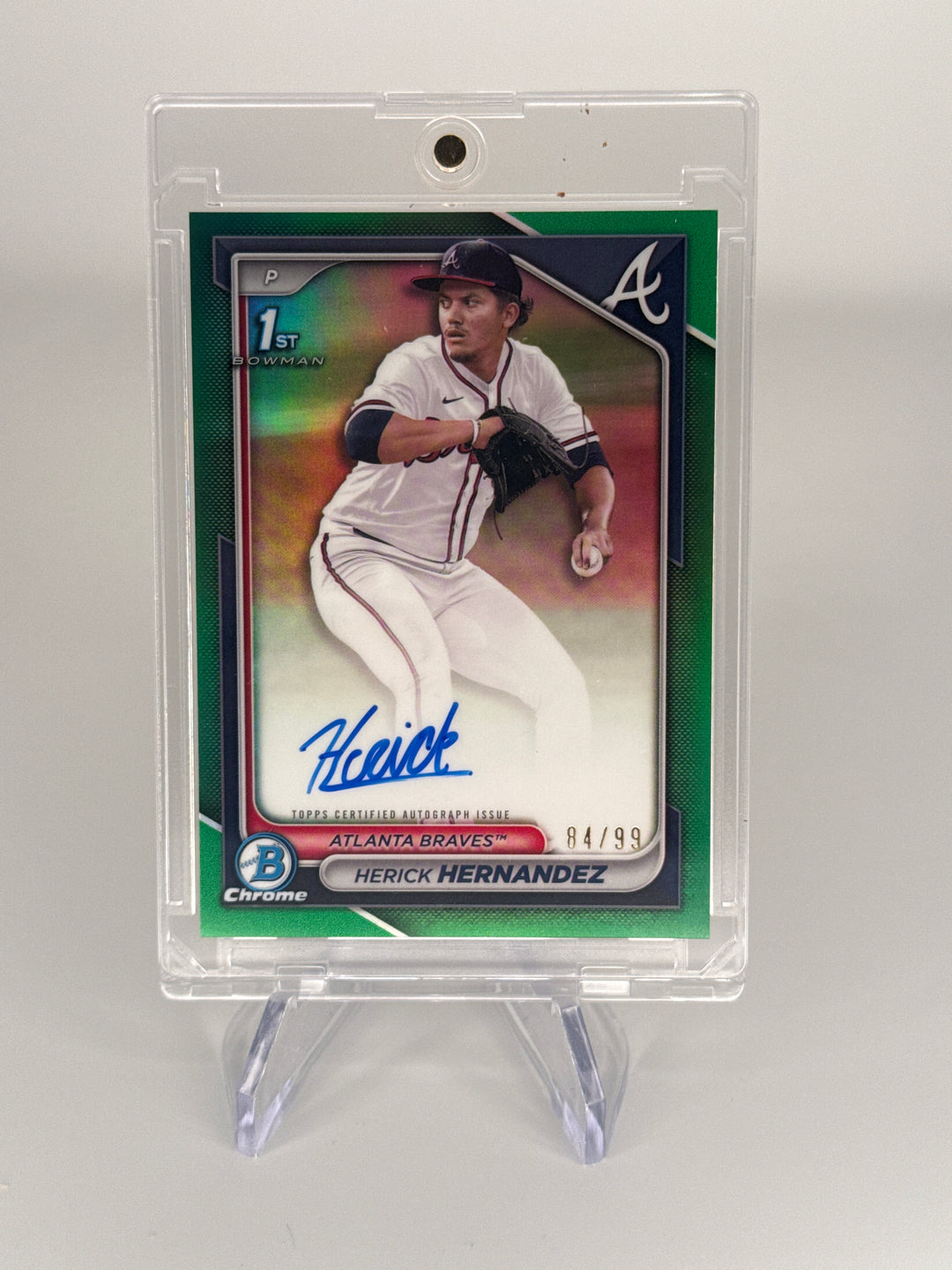 Herick Hernandez 2024 Bowman Chrome Green Refractor 1st Auto, 64/99