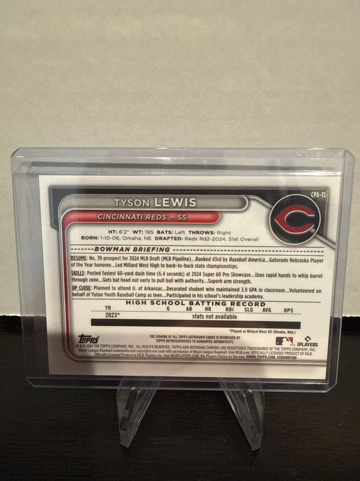 Tyson Lewis 2024 Bowman Chrome 1st Bowman Auto