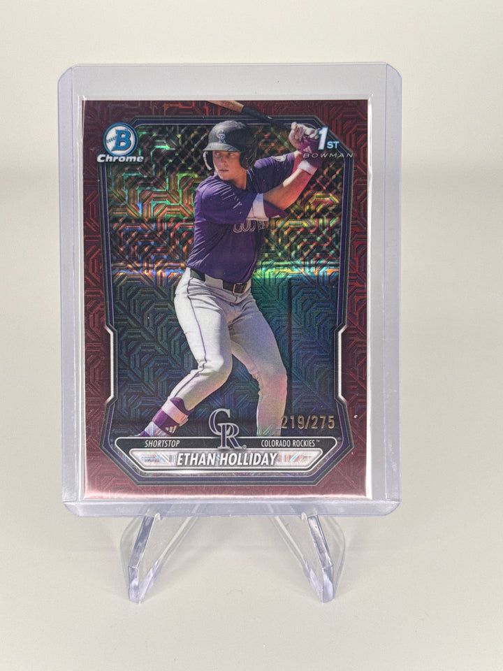 Ethan Holliday 2026 Bowman Chrome Mega Box Burgundy Refractor 1st, 219/275