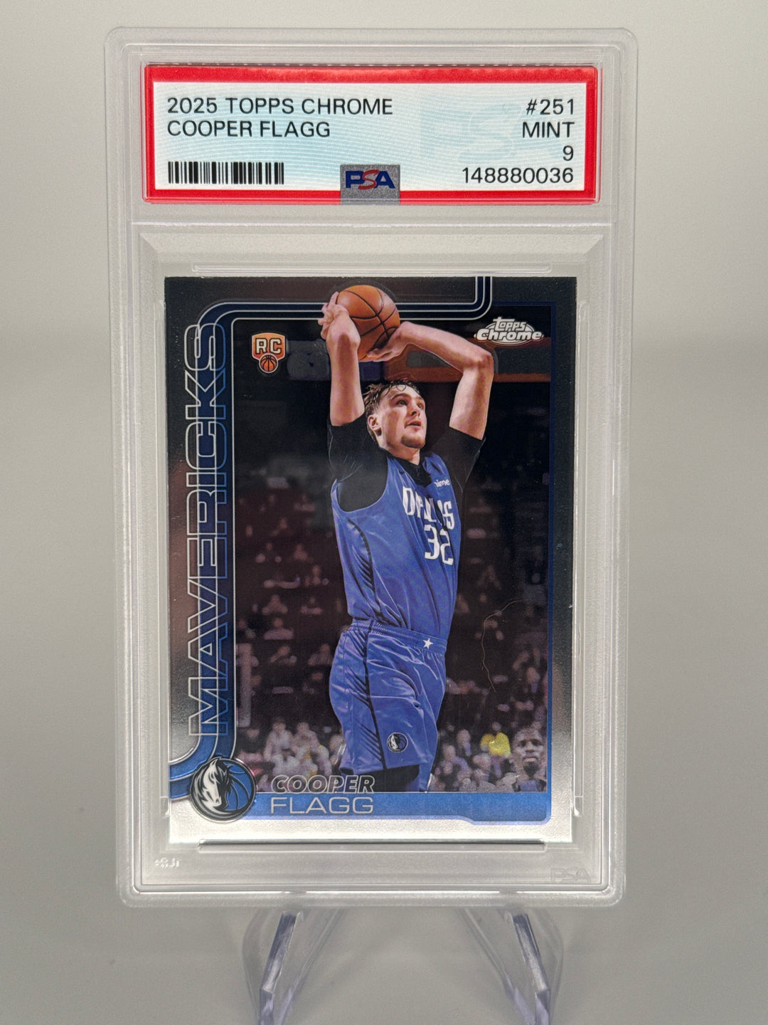 Cooper Flagg 2025 Topps Chrome Rookie, PSA 9 Mint