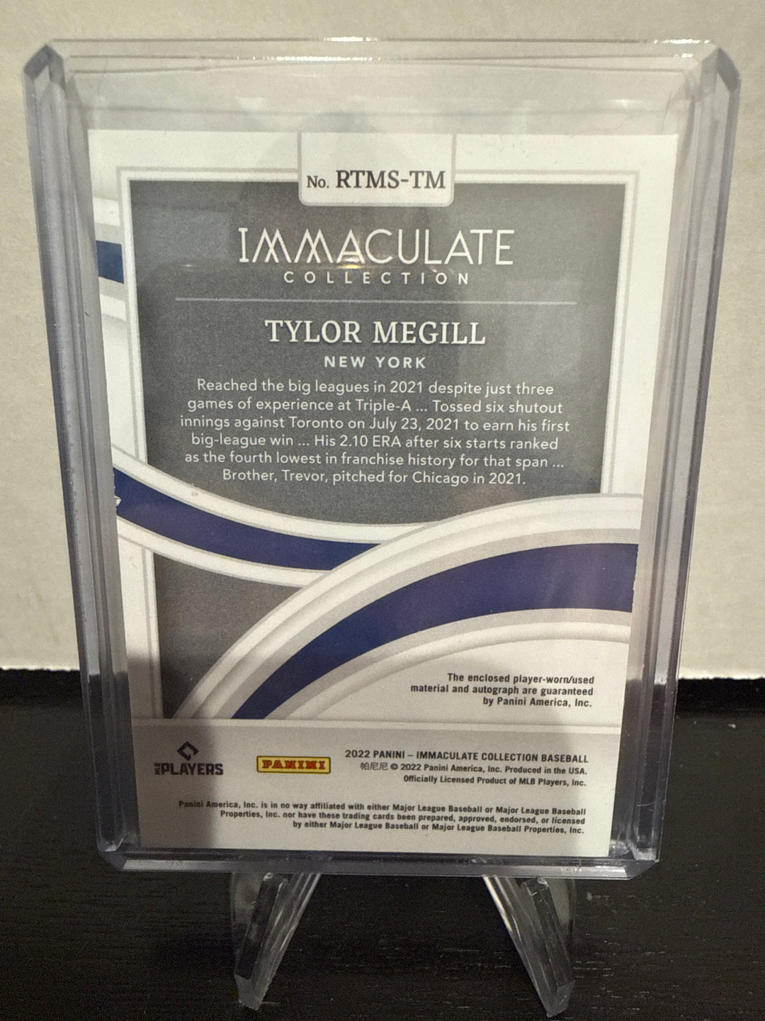 Tylor Megill 2022 Panini Immaculate Rookie Triple Patch Auto Green, 4/5