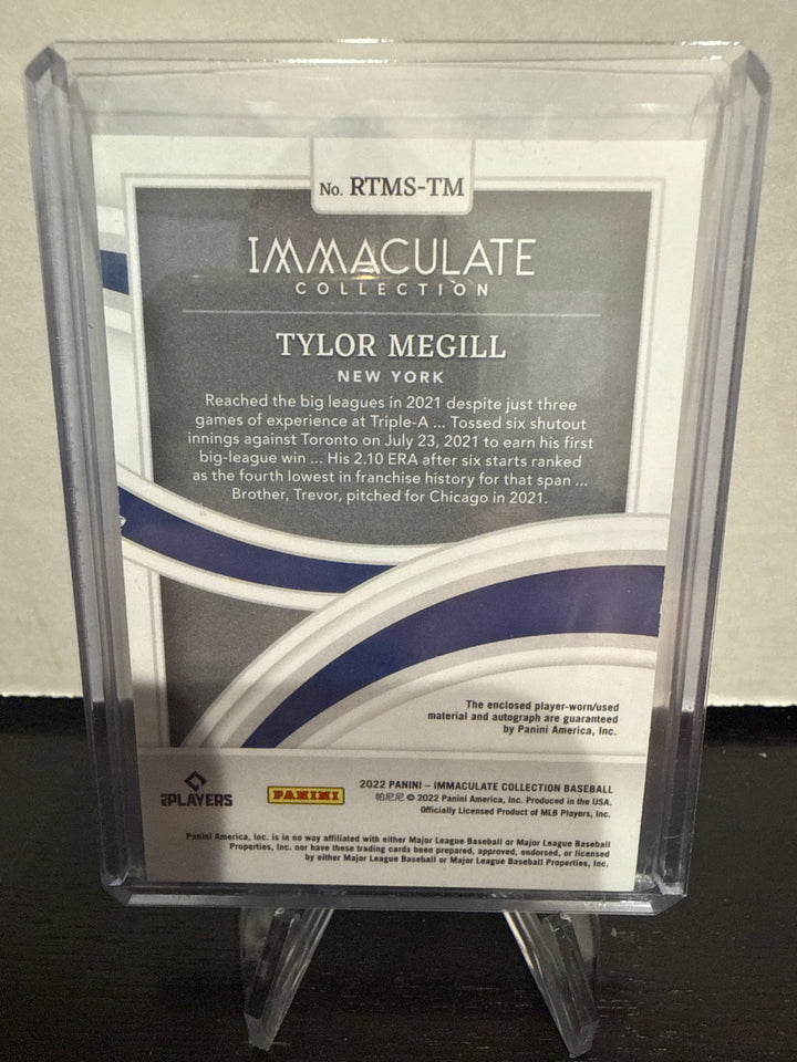 Tylor Megill 2022 Panini Immaculate Rookie Triple Patch Auto Green, 4/5