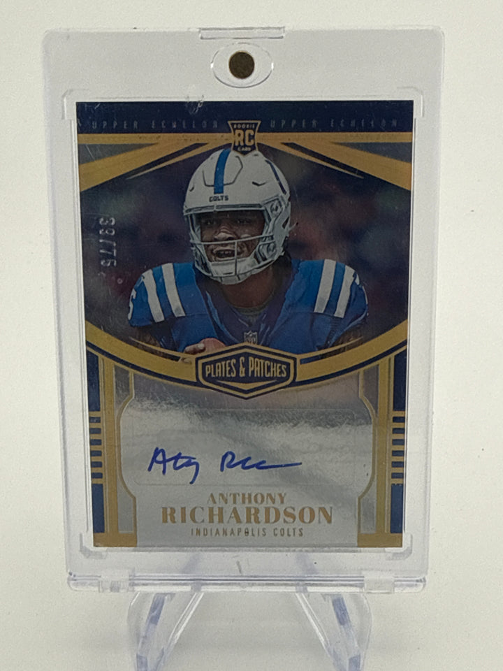 Anthony Richardson 2023 Panini Plates & Patches Rookie Auto, 39/75
