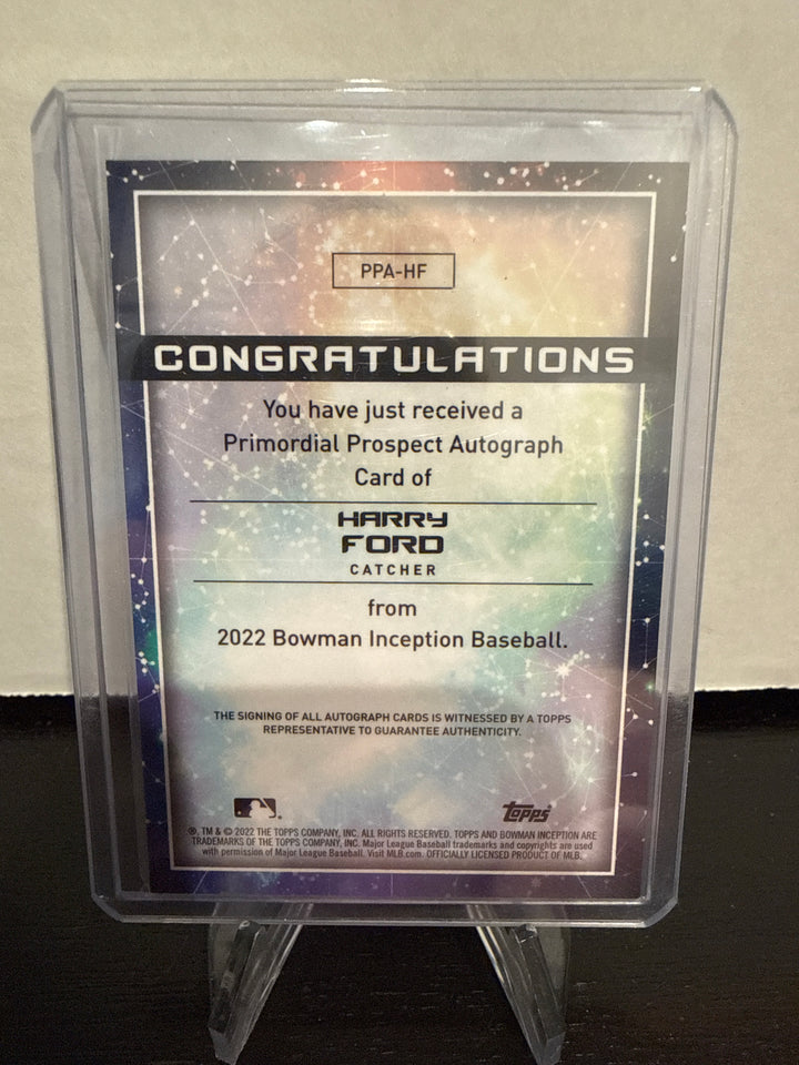 Harry Ford 2022 Bowman Inception Primordial Prospect Auto, 65/75