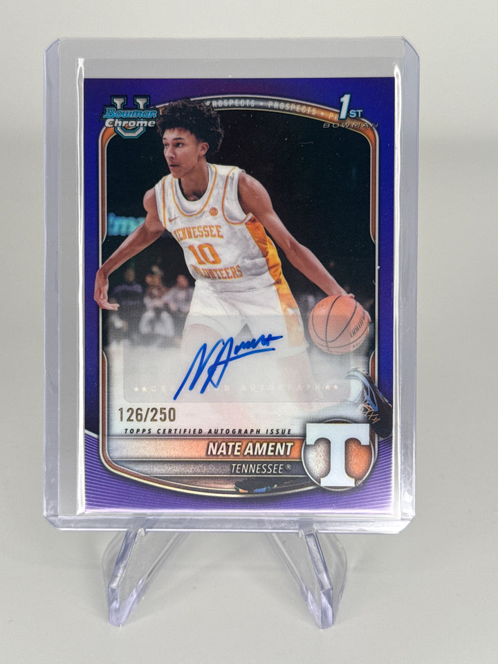 Nate Ament 2025 Bowman Chrome University Purple Refractor 1st Auto, 126/250