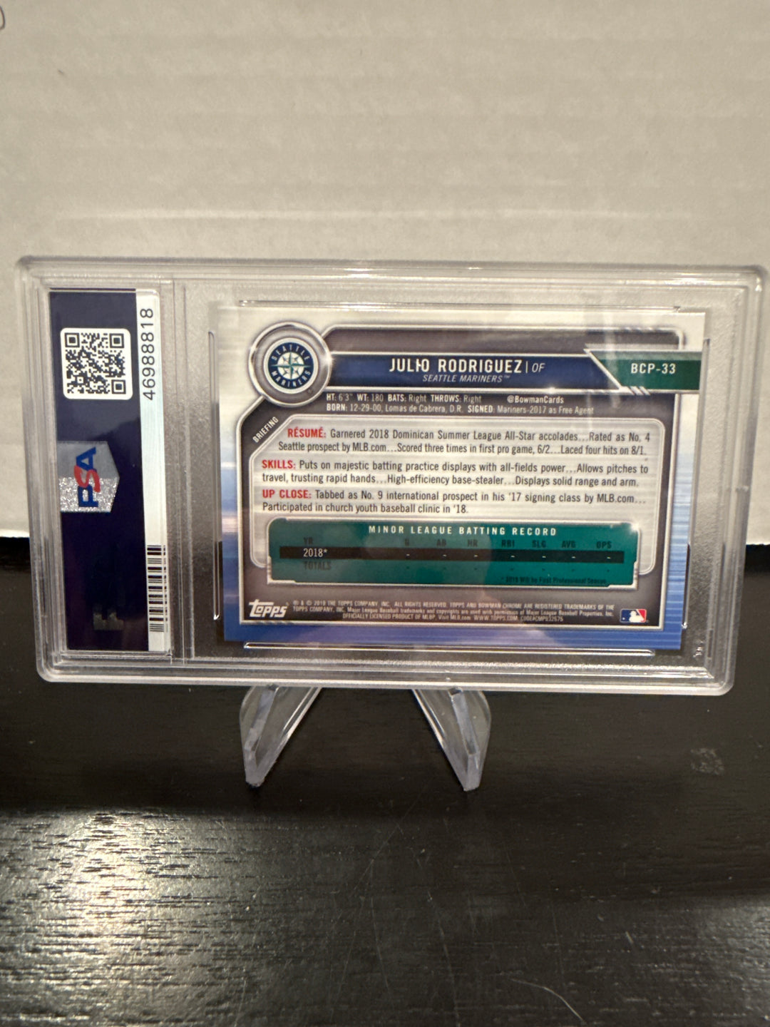 Julio Rodriguez 2019 Bowman Chrome 1st, PSA 10 Gem Mint