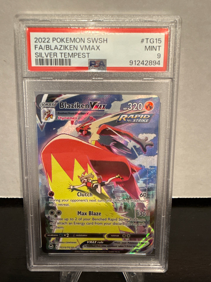 Pokemon TCG 2022 Blaziken VMax  Silver Tempest Ultra Rare Holofoil, TG15/TG30, PSA 9 Mint